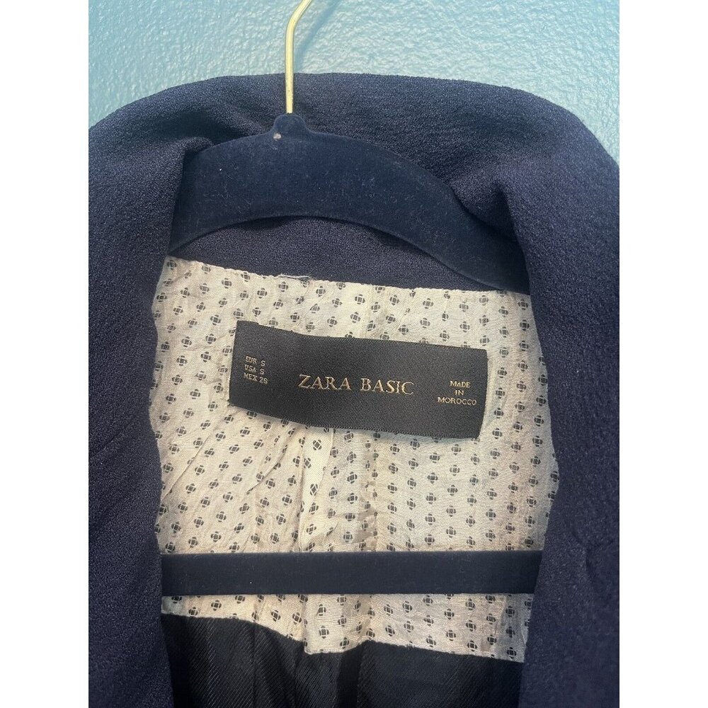Zara Basic - Womens long sleeve one button Blazer Size Small Shoulder Pads - Picture 2 of 3
